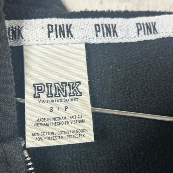 PINK Victoria's Secret black zip-up hoodie cheetah print size S - Picture 4 of 8